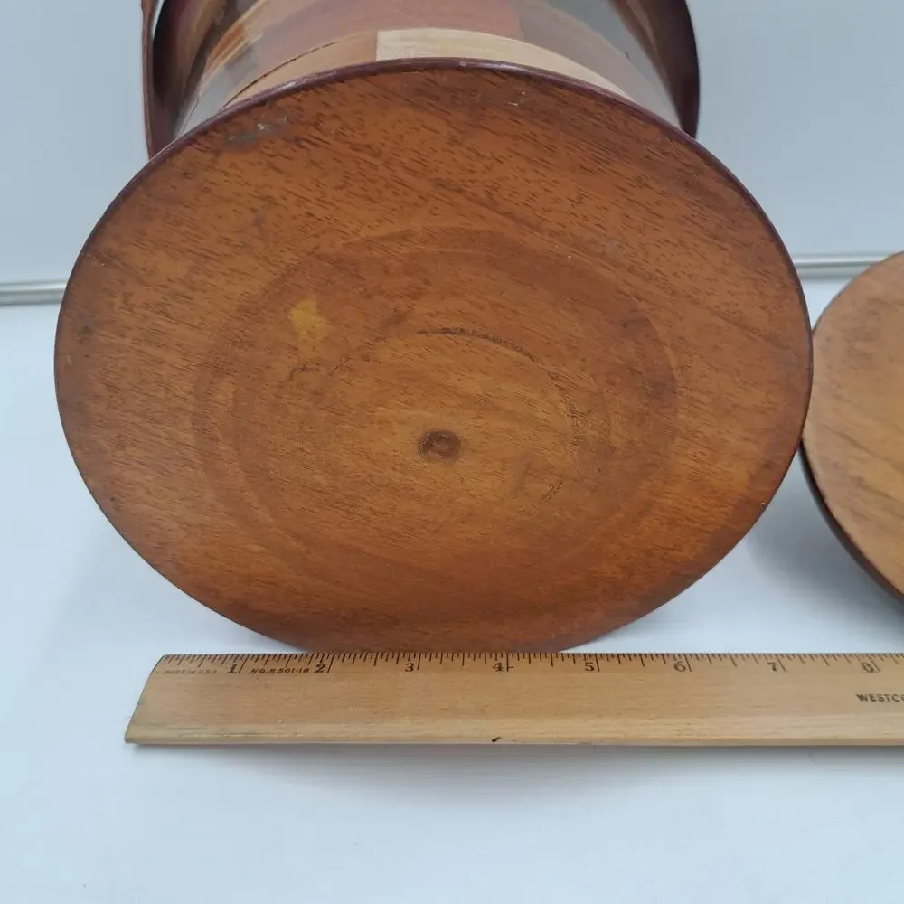 Unique Handmade round stacked wood lined ice bucket Wine Champagne chiller MCM